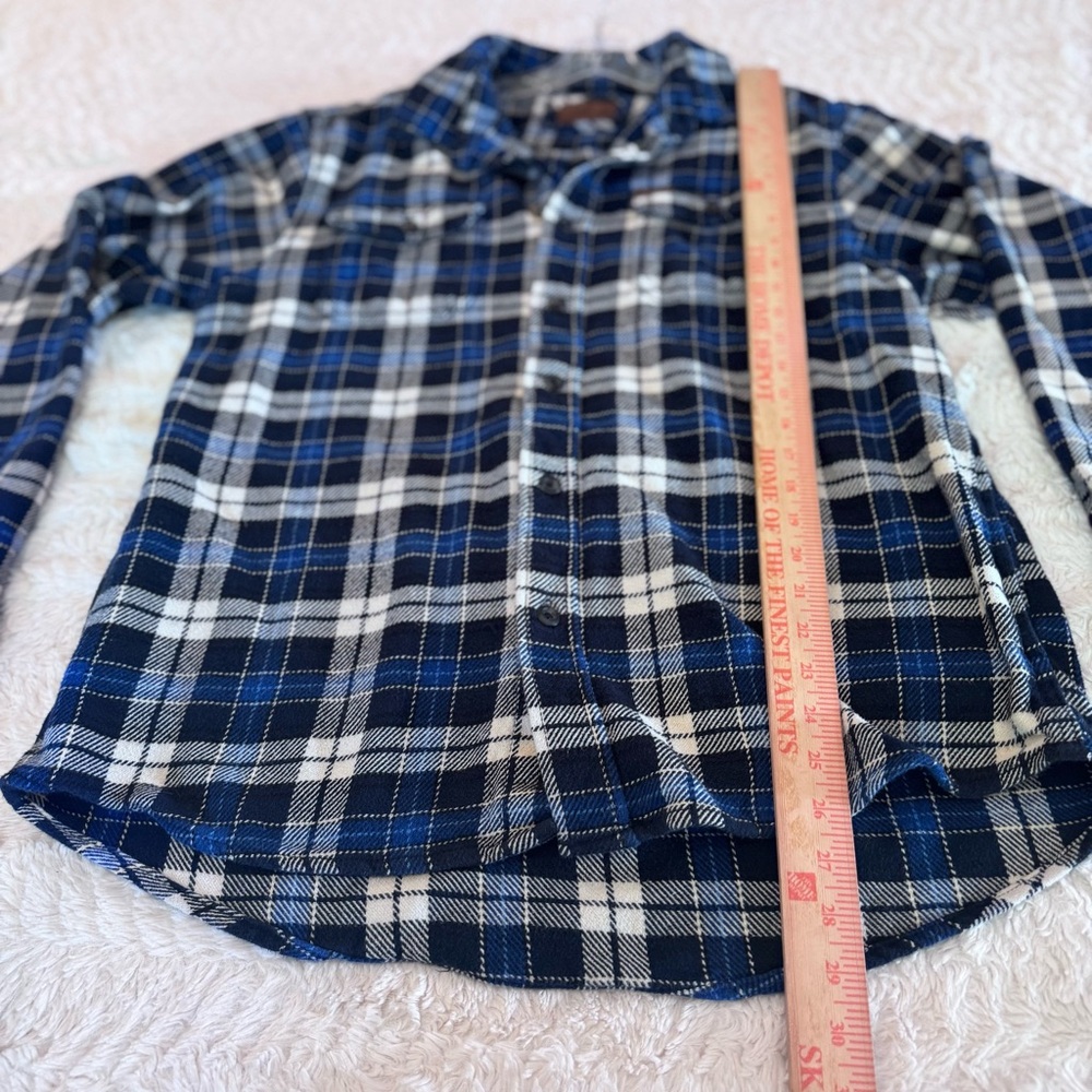 Orvis Big Bear Plaid Shacket Blue & White Button Up Sz L | Cozy Outdoor Layer - Picture 6 of 7